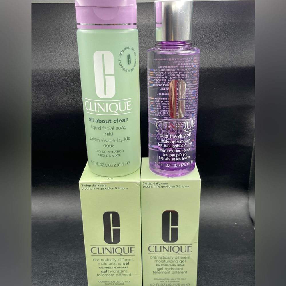 CLINIQUE Moisturizer, Facial Soap, Makeup Remover BUNDLE - All NEW! Full size